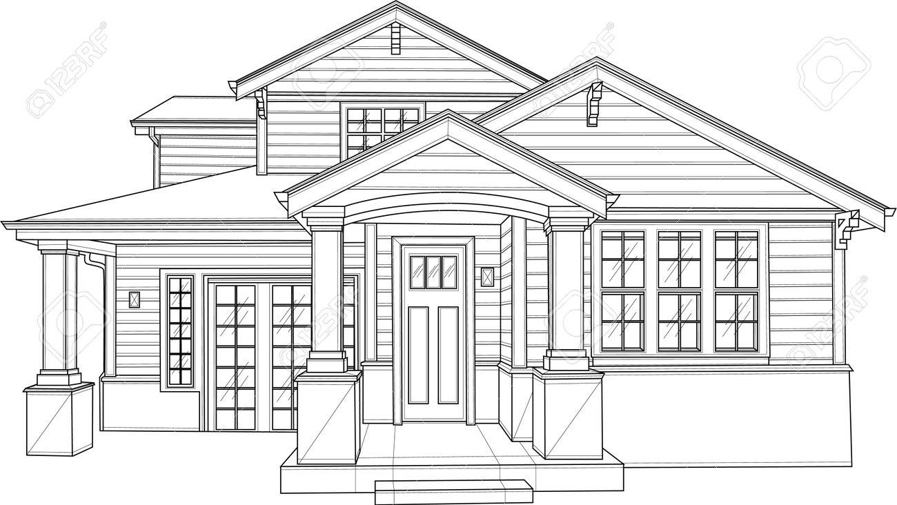 Realistic House Sketch Template Graphic Vector Illustration In