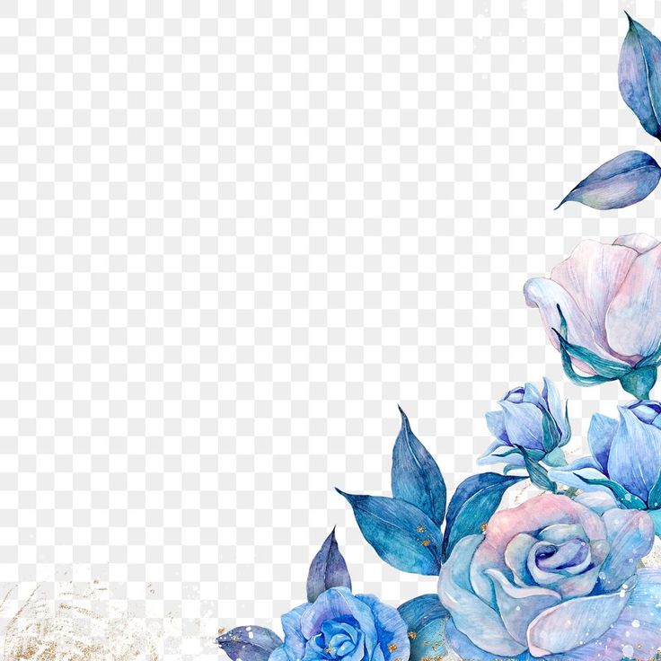 Png Of Watercolor Blue Rose Flower Border By