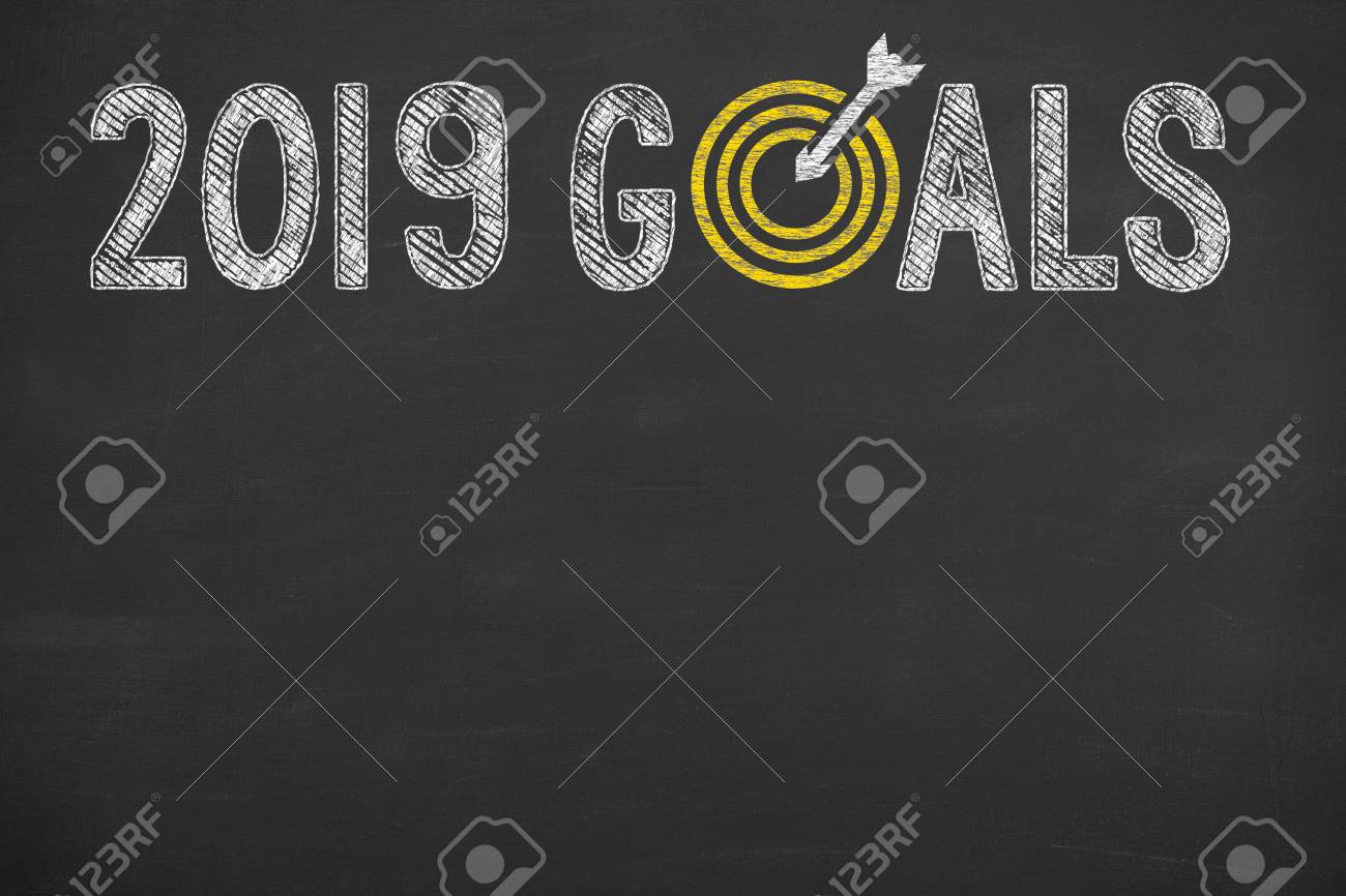 Goals On Chalkboard Background Stock Photo Picture And