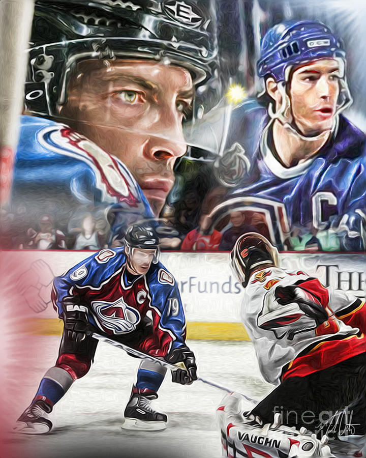 Joe Sakic Collage Painting By Mike Oulton