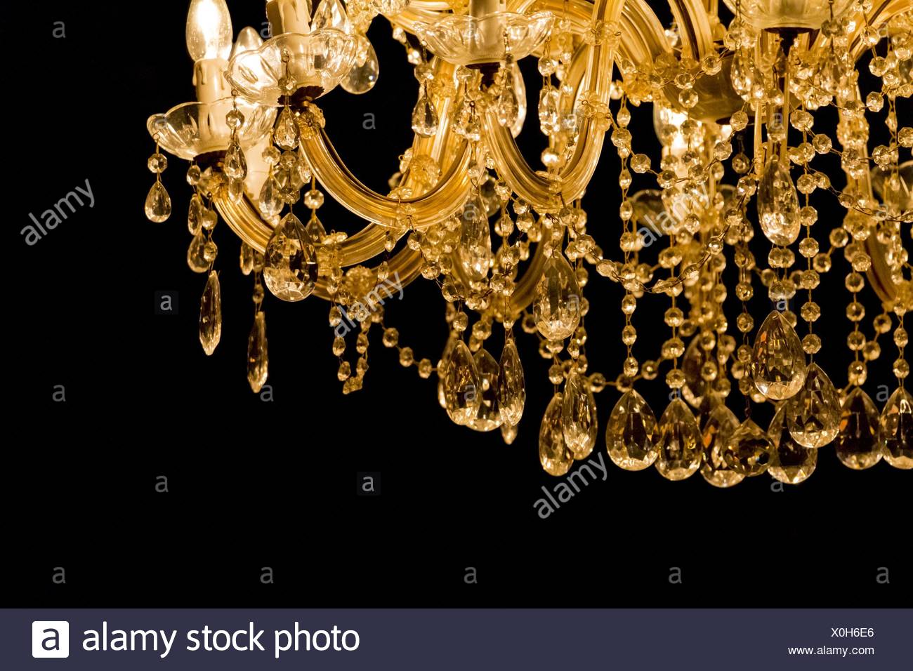Luxury Chandelier With Light Candles And Right Dark Background