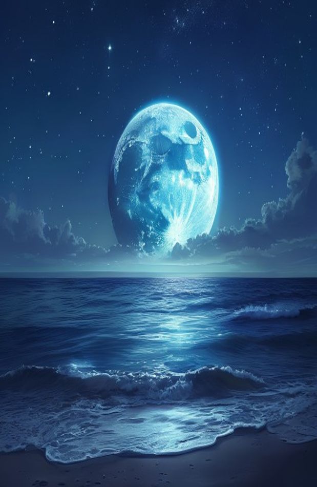 Moon Over Ocean Wallpaper