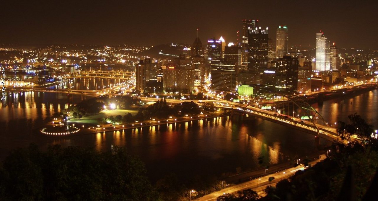 Pittsburgh Skyline At Night Timeline Cover Background Pimp