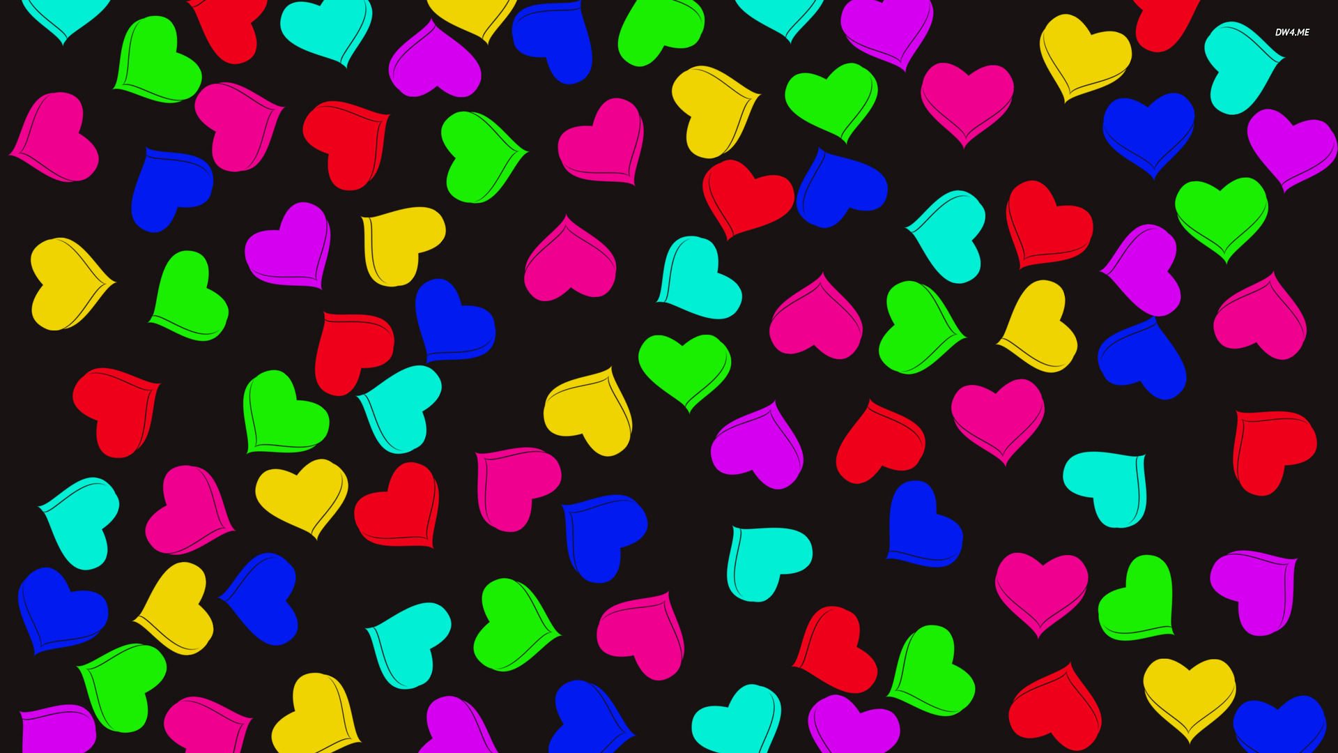 Colorful Hearts Wallpaper Vector