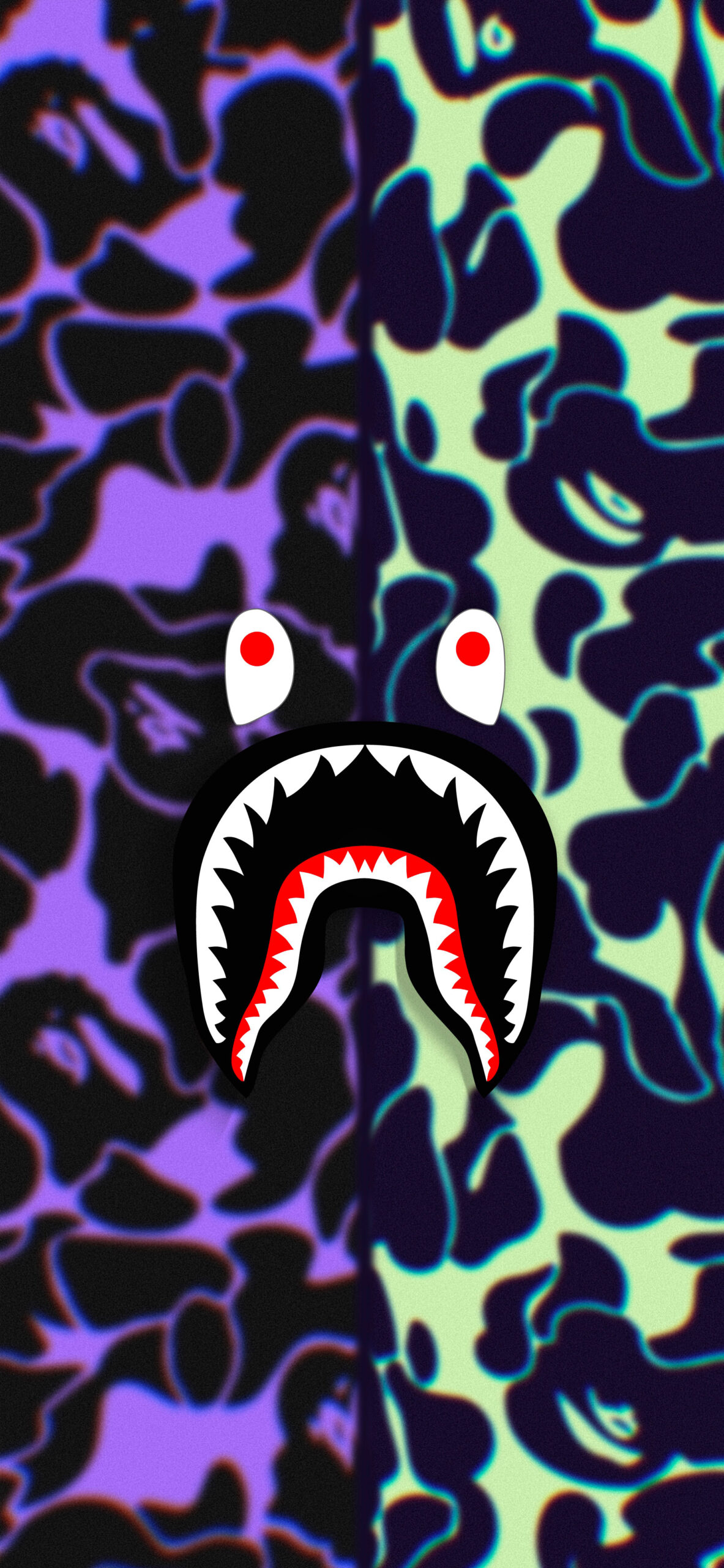 Bape Wallpaper With Shark Face On Camo Background