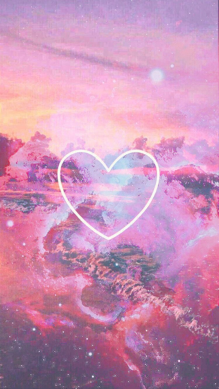 Pink Pastel Galaxy Beach Heart Wallpaper Edited Merged To