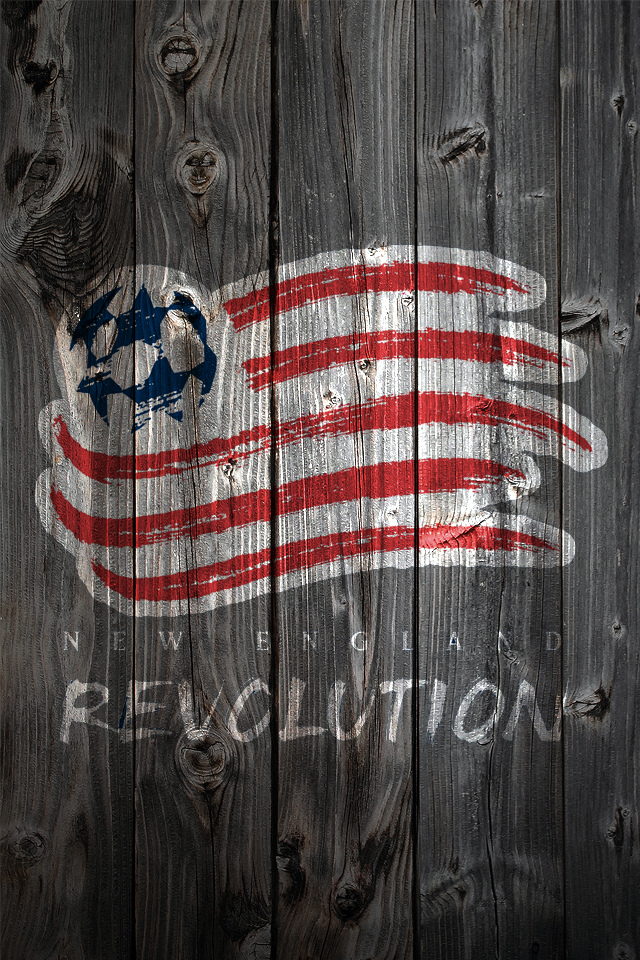 New England Revolution Logo on Wood Background   iPhone 4 wallpaper