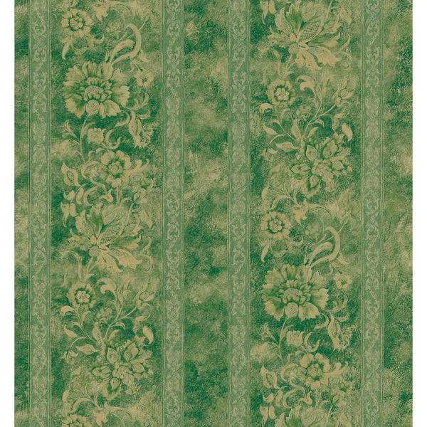 Brewster Green Floral Scroll Stripe Wallpaper Overstock