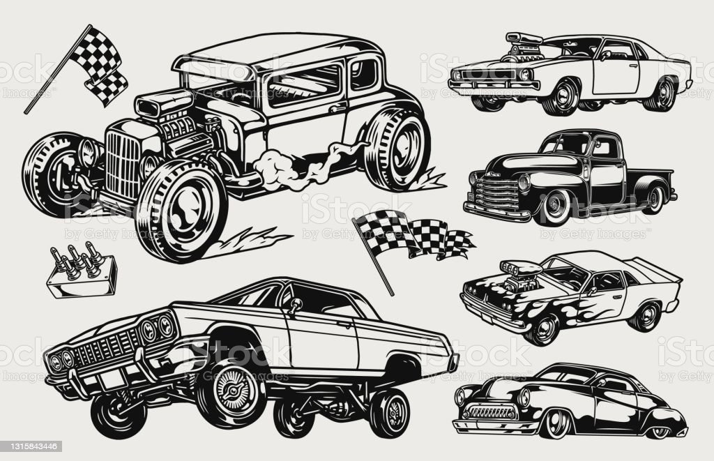 Custom Cars Vintage Concept Stock Illustration Image