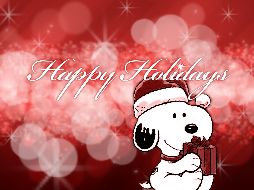 Snoopy With A Present Christmas Cartoon Wallpaper