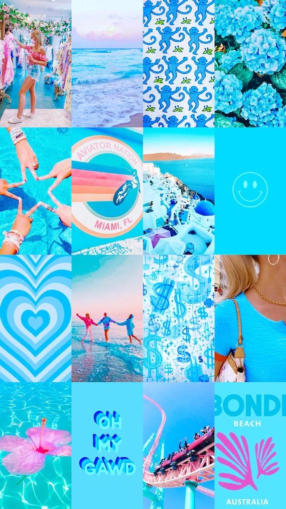 50pc Blue Preppy Beach Coastal Aesthetic Collage