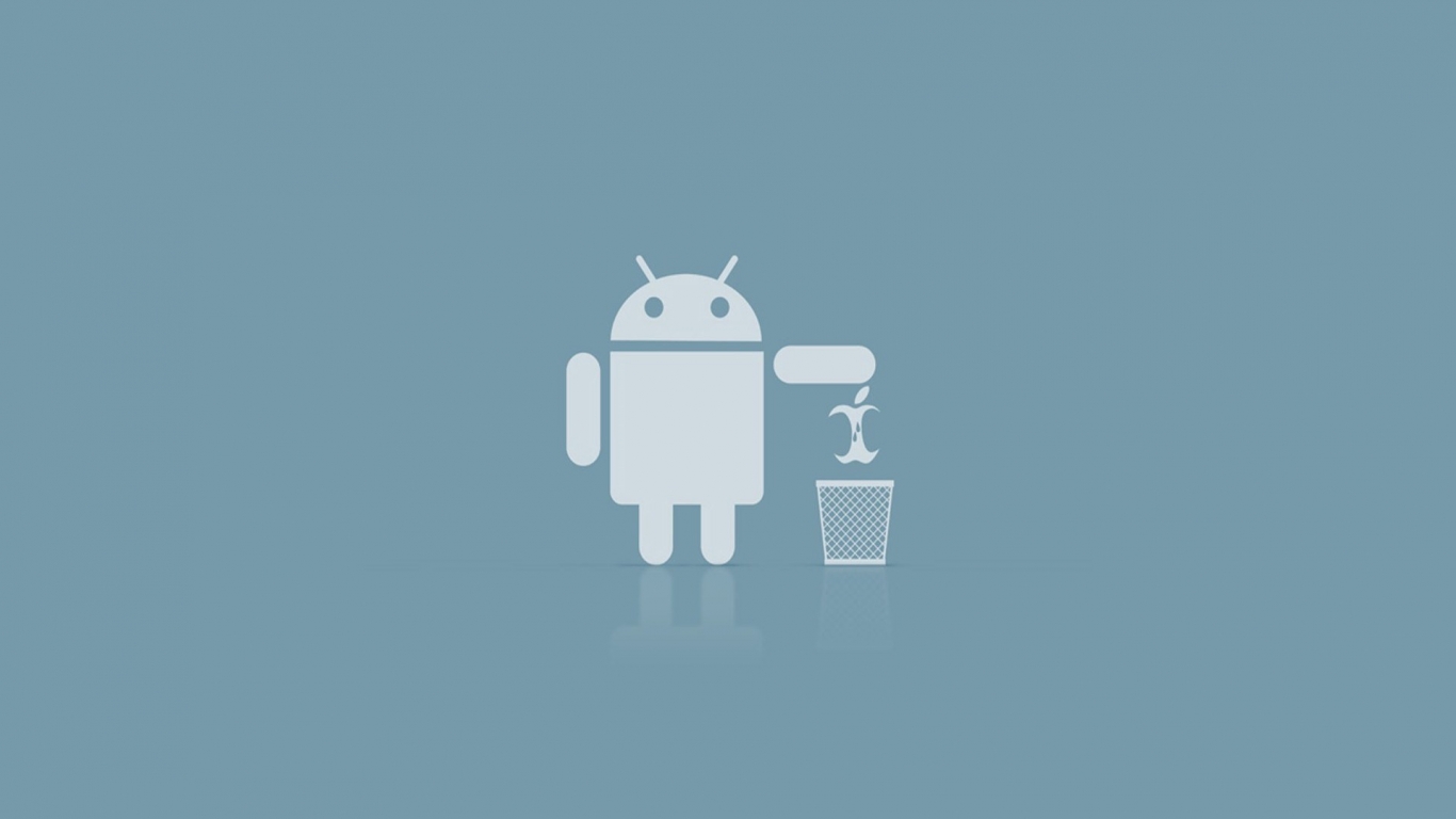 Android Robot Eat Apple HD Desktop Mobile Wallpaper Background