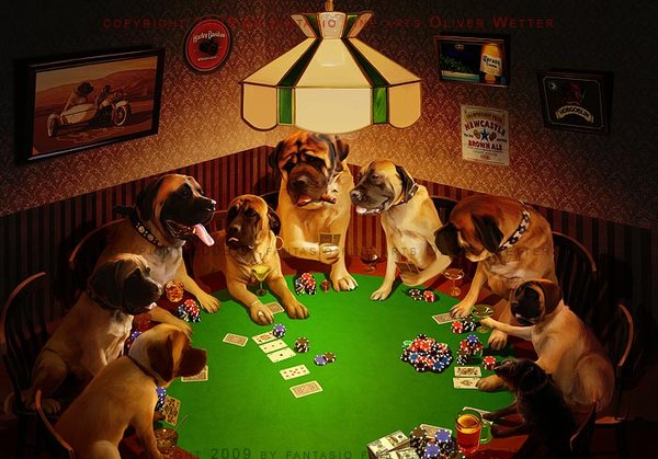 Description Dogs Playing Poker V2 Wallpaper