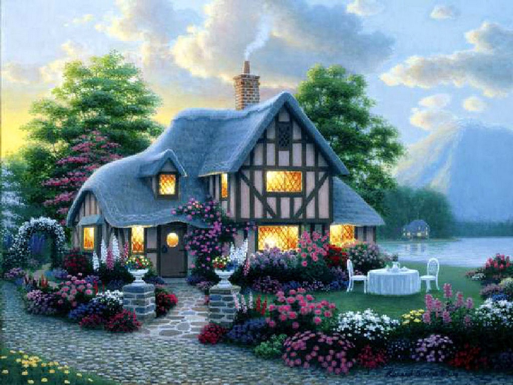 Spring Cottage Wallpaper The