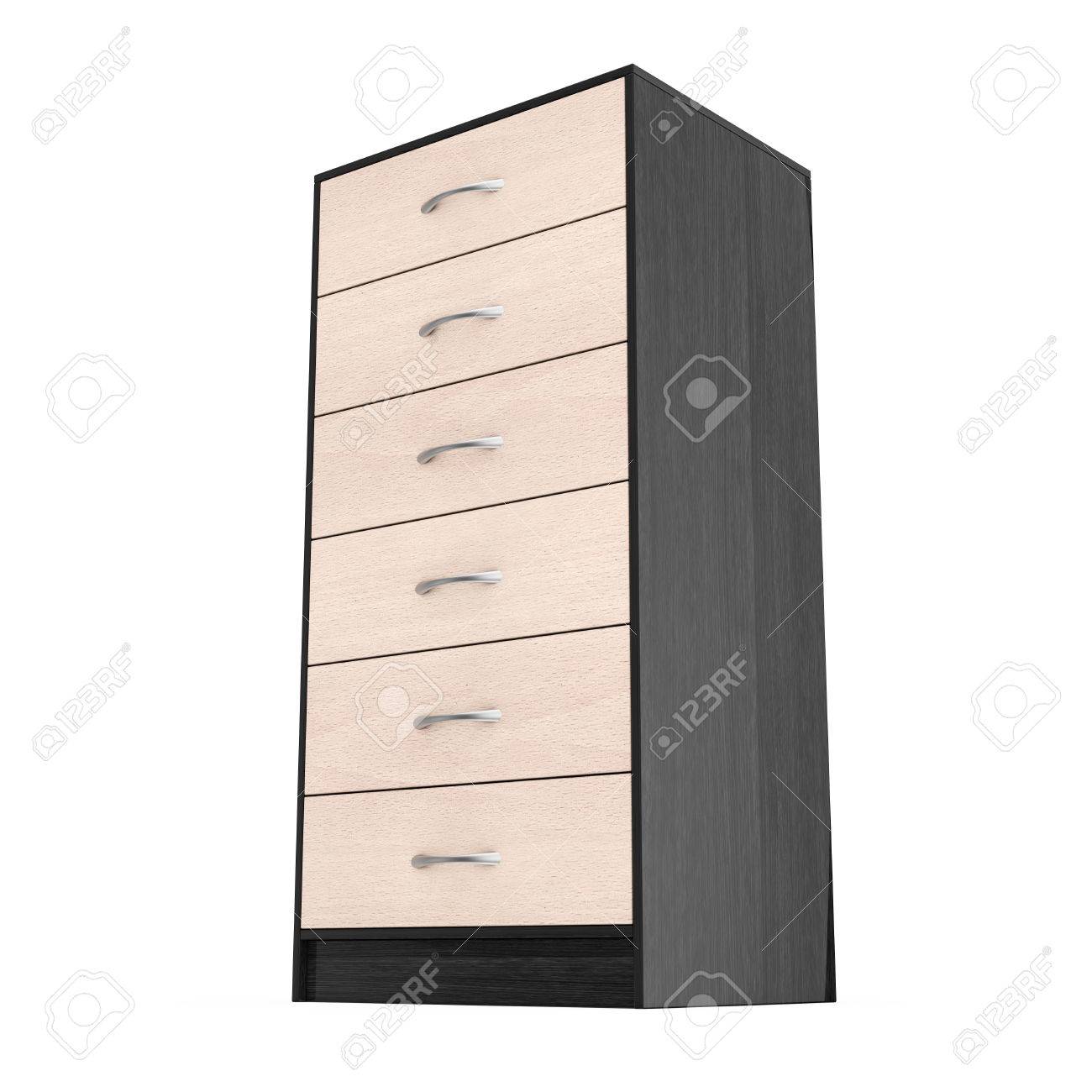 Free download Six Drawers Modern Wooden Dresser On A White Background