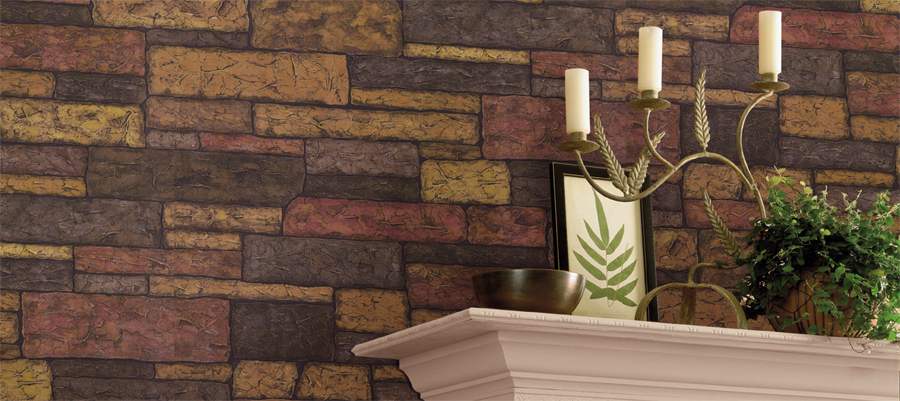 Wallcoverings For Less Faux Stone Brick And Wood Wallpaper