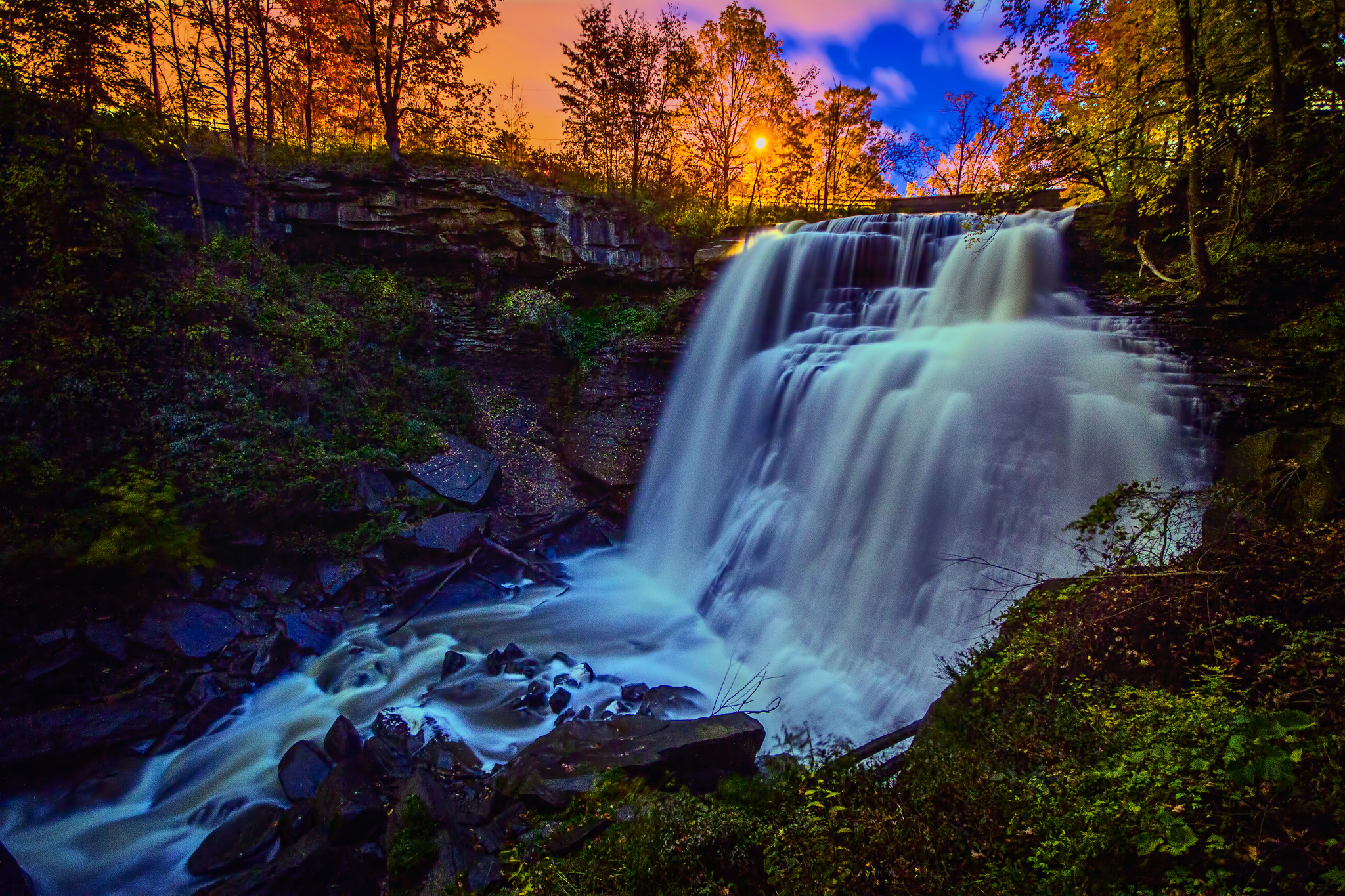 Ohio Waterfall Sunset HDr Wallpaper
