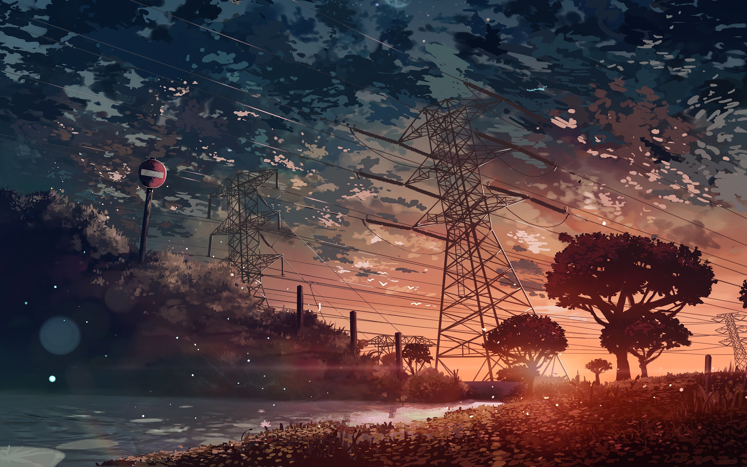 Blue Anime Scenery Wallpaper 4k