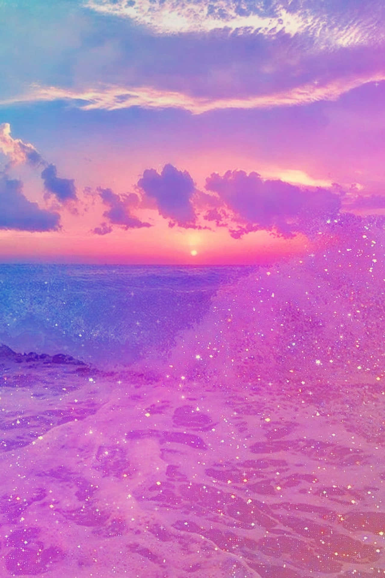 Pink Beach Sunset Wallpaper