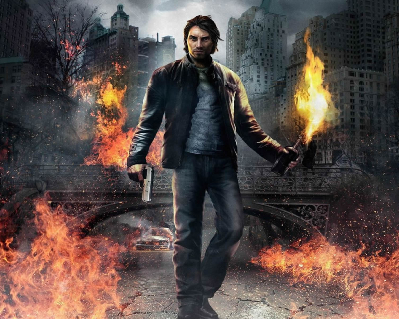 Gun And Molotov Cocktail Alone In The Dark Wallpaper