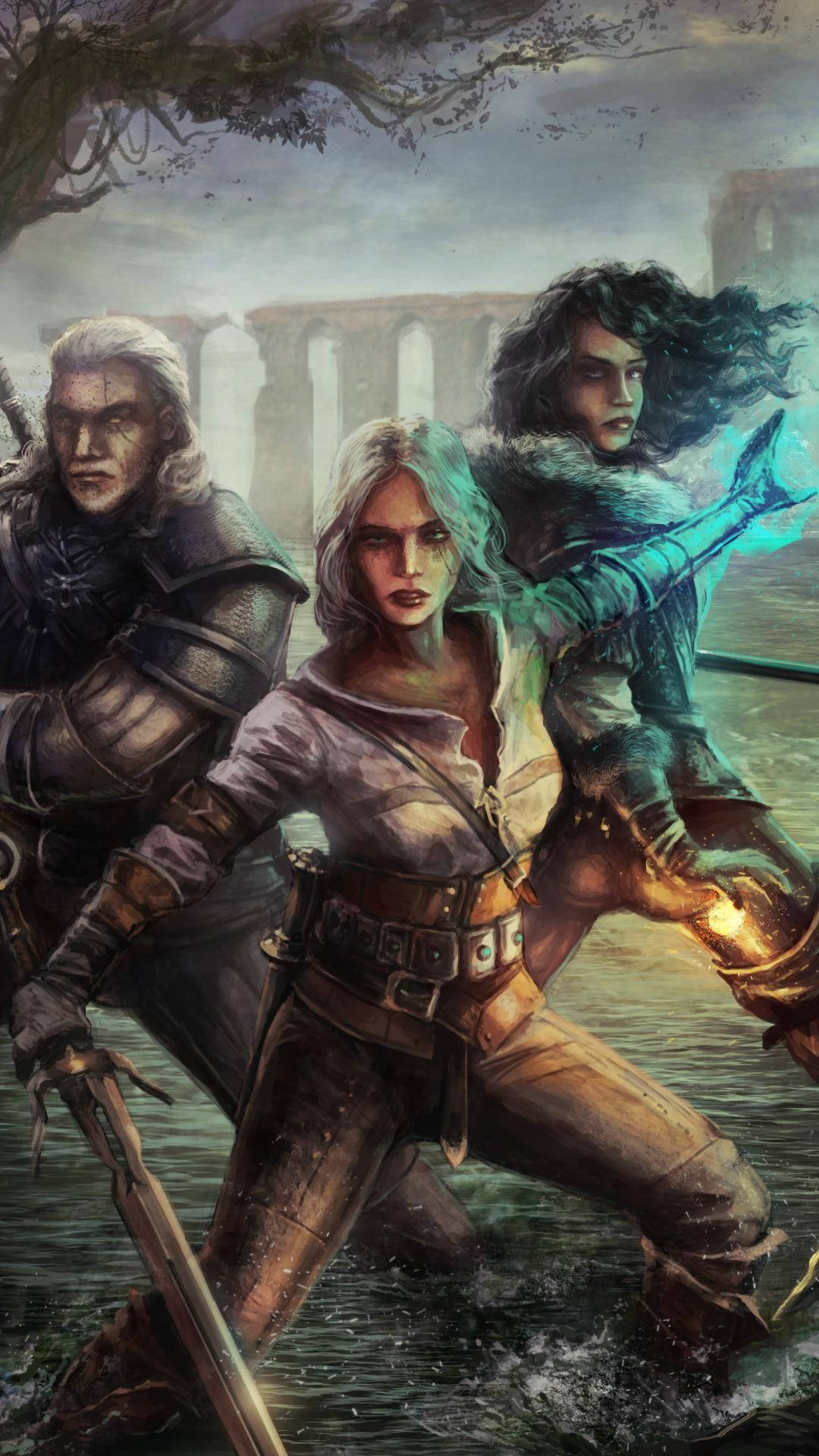 Geralt With His Family Witcher iPhone Wallpaper
