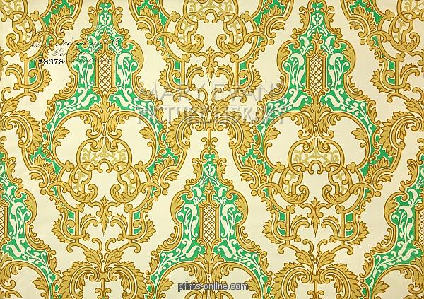19th Century Wallpaper Henry N Turner Co Gold And Green Patterned