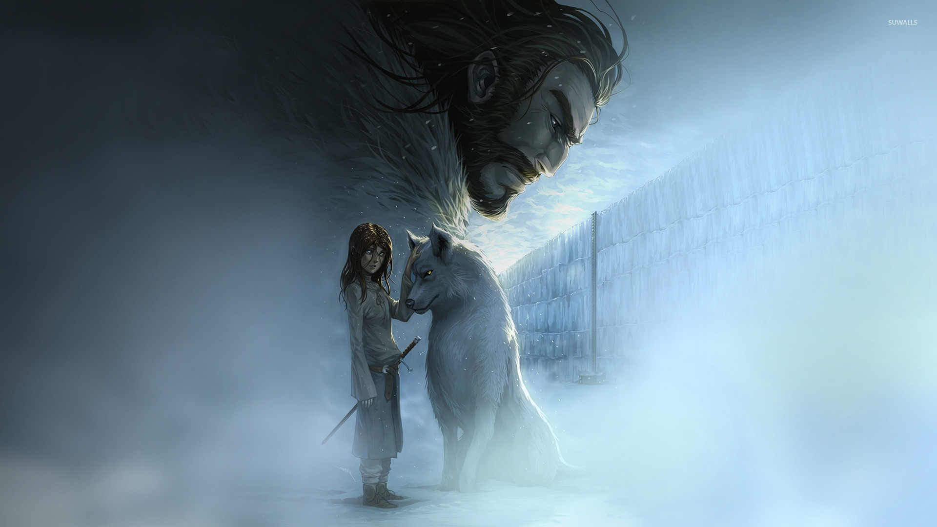 Arya Stark And Nymeria Wallpaper Artistic