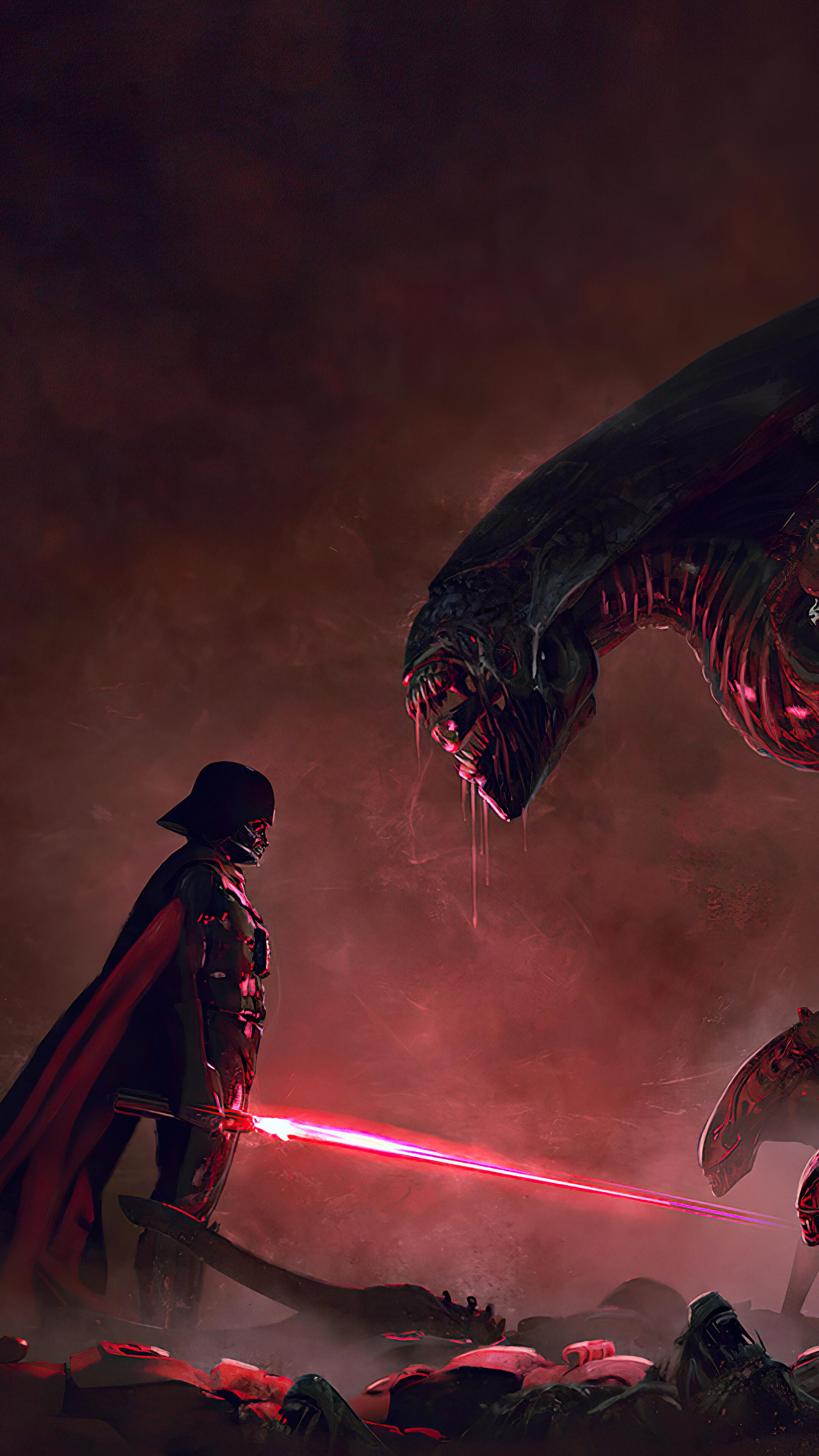 Darth Vader Star Wars Vs Aliens Fantasy Sci Fi 4k Wallpaper