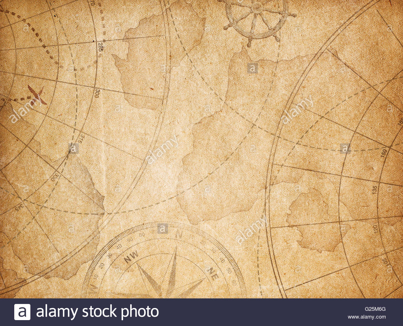 Aged Pirates Treasure Map Background Stock Photos