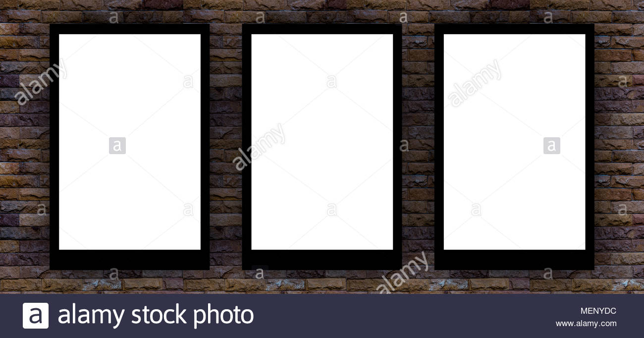 Wallpaper And Billboards On Brick Texture 3d Illustration White