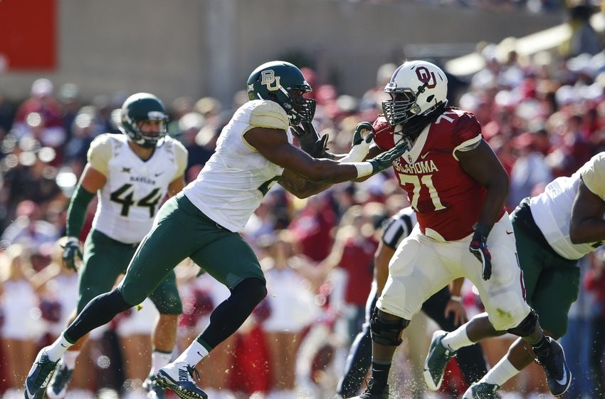  shawn oakman 2 rushes against oklahoma sooners offensive tackle tyrus