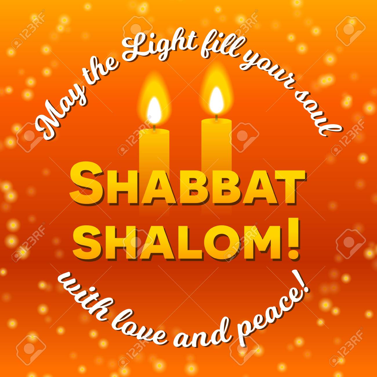Shabbat Shalom Lettering Greeting Card Vector Illustration