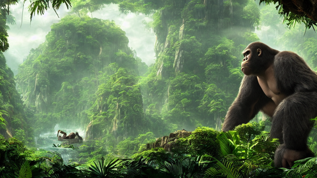Prompthunt King Kong In A Tropical Forest Fantasy Artwork Very