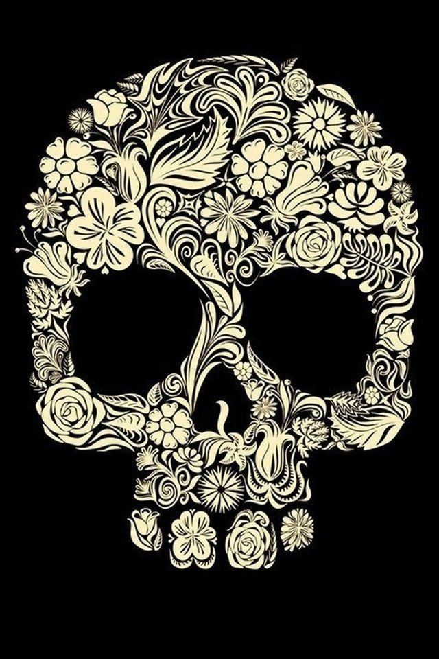 Flower Sugar Skull iPhone 4 Wallpaper 640x960