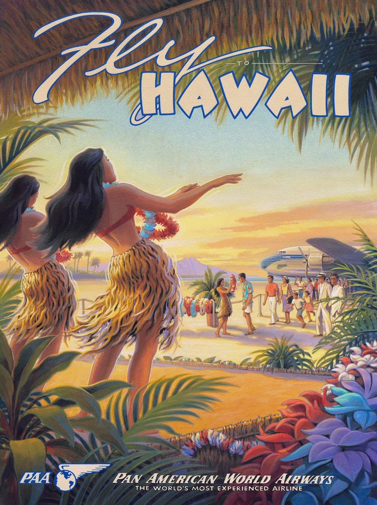 Visit Hawaii Waikiki Summer Holiday Travel Posters Retro Vintage