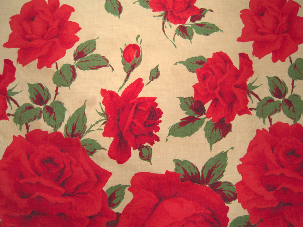 Vintage Rose Print Wallpaper Through Printed