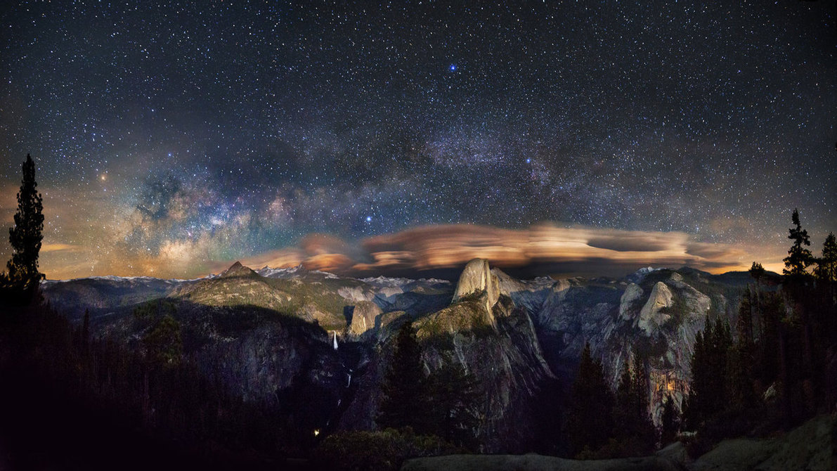 Milky Way over Yosemite park by vndesign