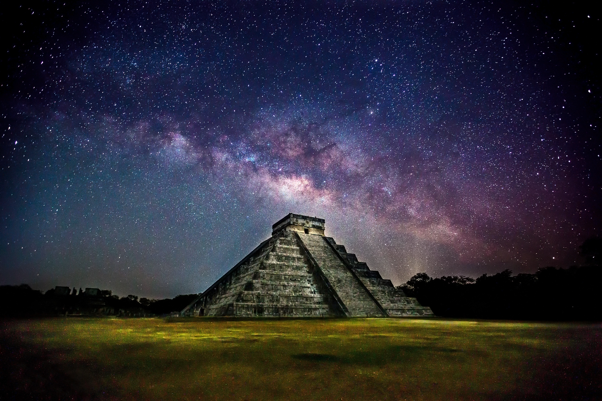 Mexico City Chichen Itza Pyramid Kukulkan Quetzalcoatl Night Sky