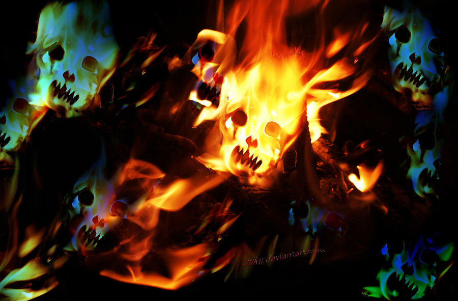 Fire Skull Wallpaper By Miku Dwa Wallpaper55 Best