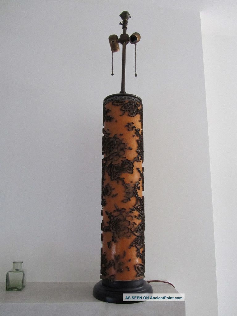 Antique Wallpaper Roller Lamp Belgium 19th C Cylinder