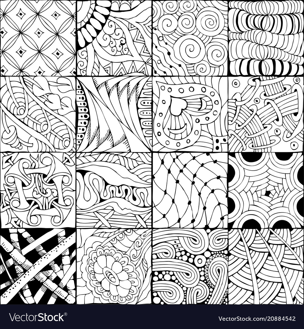 Hand Drawn Zentangle Background For Coloring Vector Image