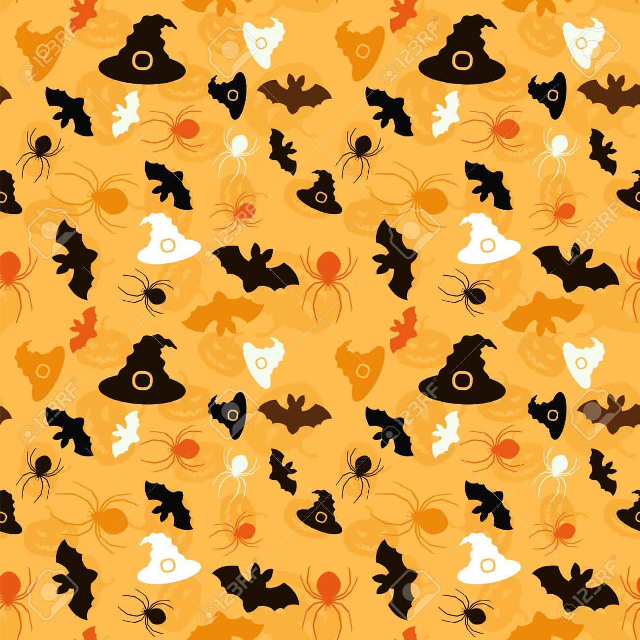 Halloween Seamless Pattern Vector Background Wallpaper With