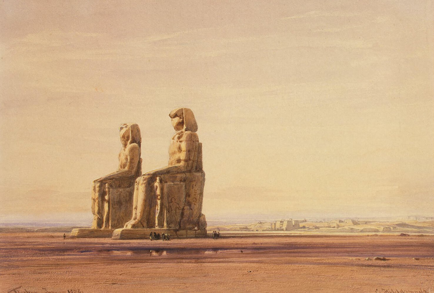 Colossi Of Memnon With Thebes In The Background Eduard