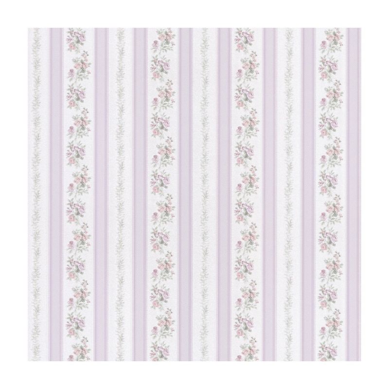 Brewster Home Fashions Purple Medium Floral Stripe Wallpaper