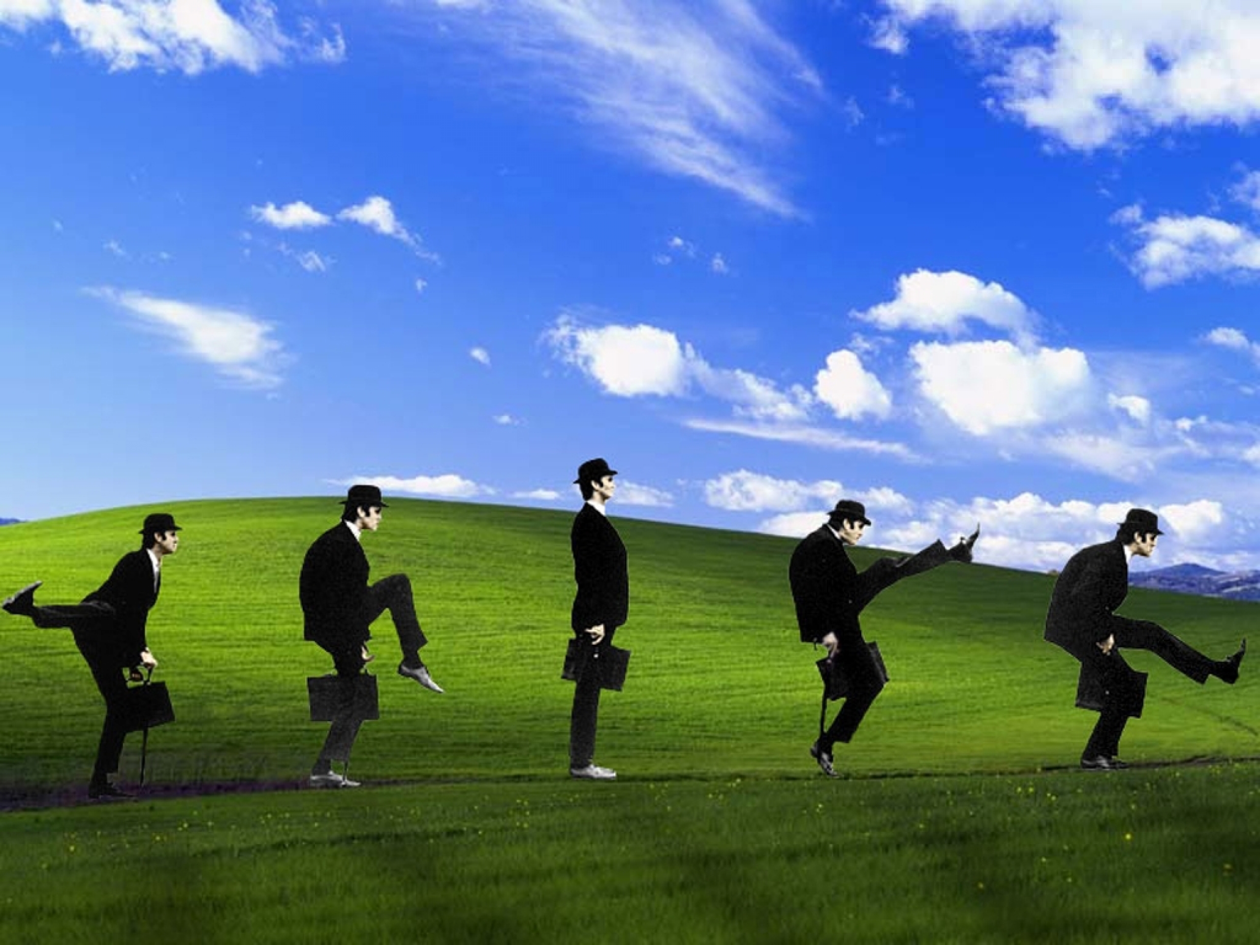 windows xp background with creaming cowboy
