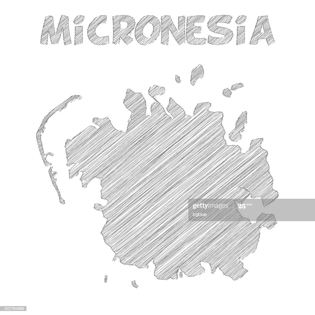 Micronesia Map Hand Drawn On White Background High Res Vector
