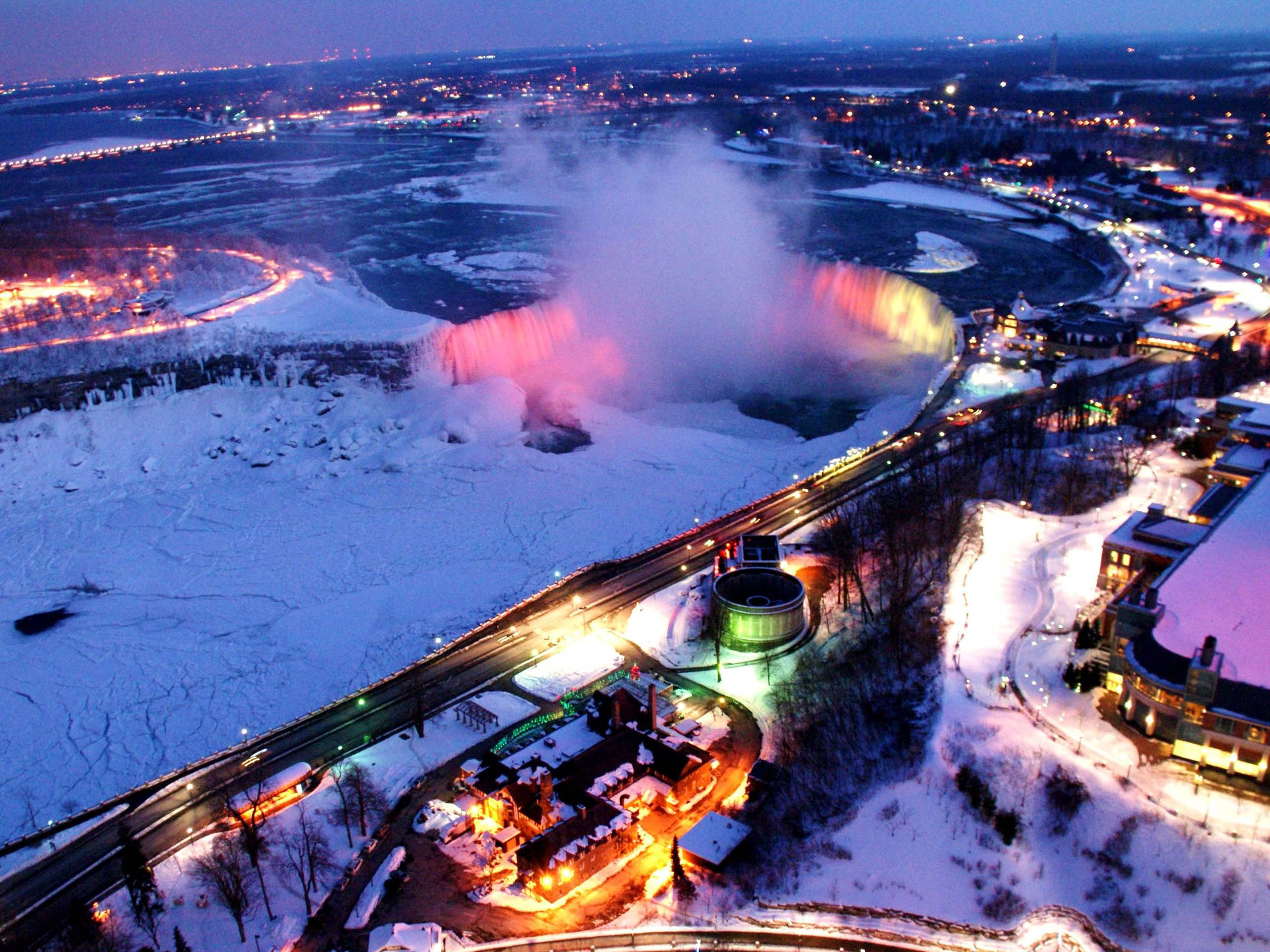 Niagara Falls Frozen Beautiful at Night Wallpaper HD