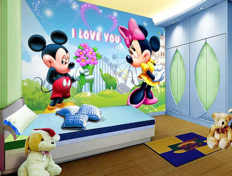 Wall Paper Mickey Mouse Photo Cartoon Animals For Child Kids Room Real