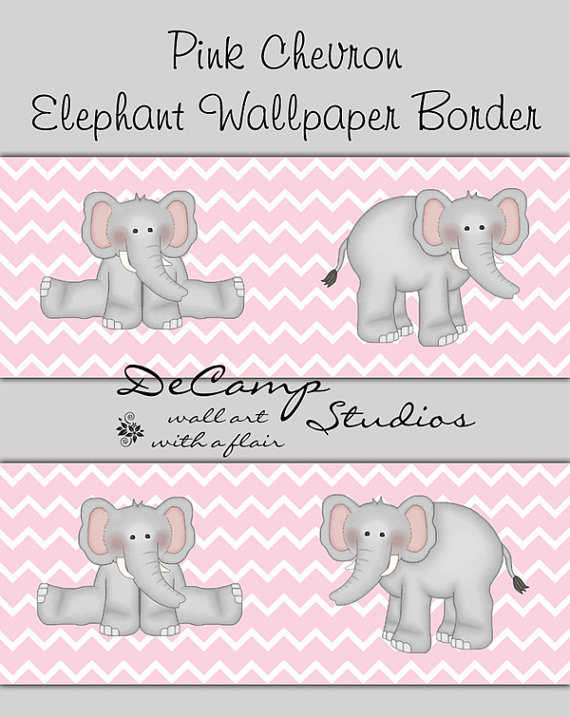 Free download PINK GREY CHEVRON Elephant Wallpaper Border Wall Decals