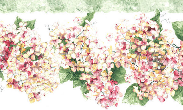 Pink and Gold Hydrangeas Floral Wallpaper Border eBay